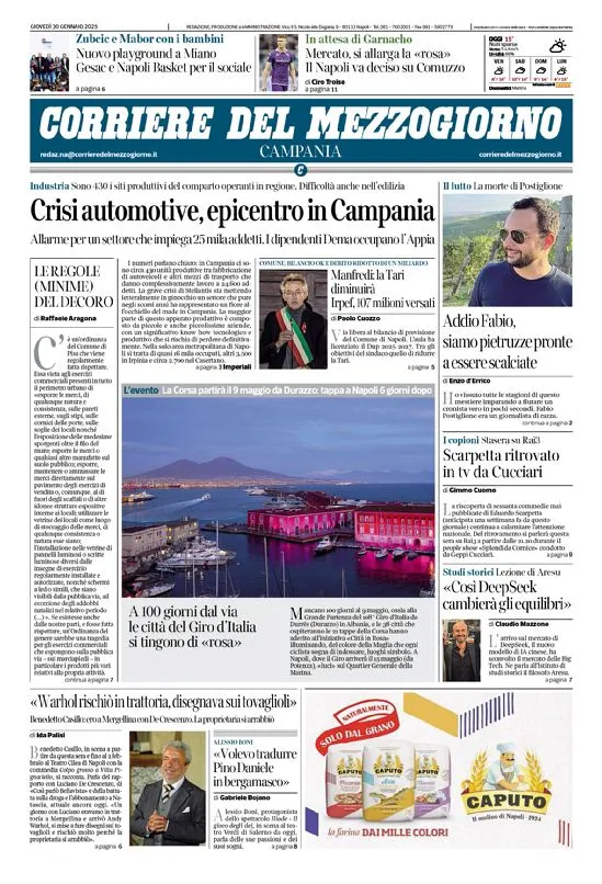 Prima-pagina-corriere del mezzogiorno-del-2025-01-30